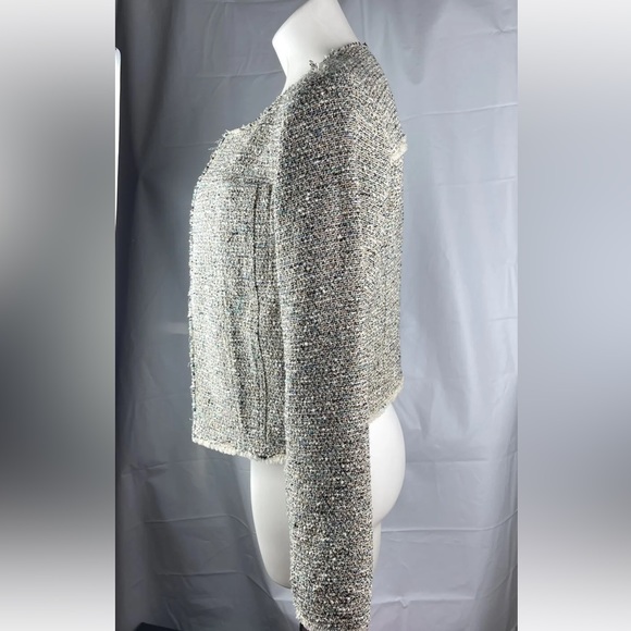 Theory Tweed Blazer Ualana Compromised Tweed Open Front Coat Size 10 Multicolor - Picture 10 of 16